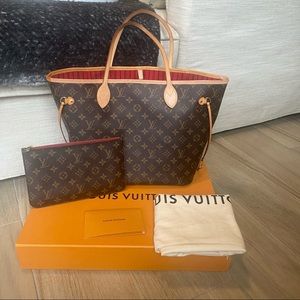 Louis Vuitton Neverfull MM Cherry Monogram w/ Wristlet, Box, & Dust bag!